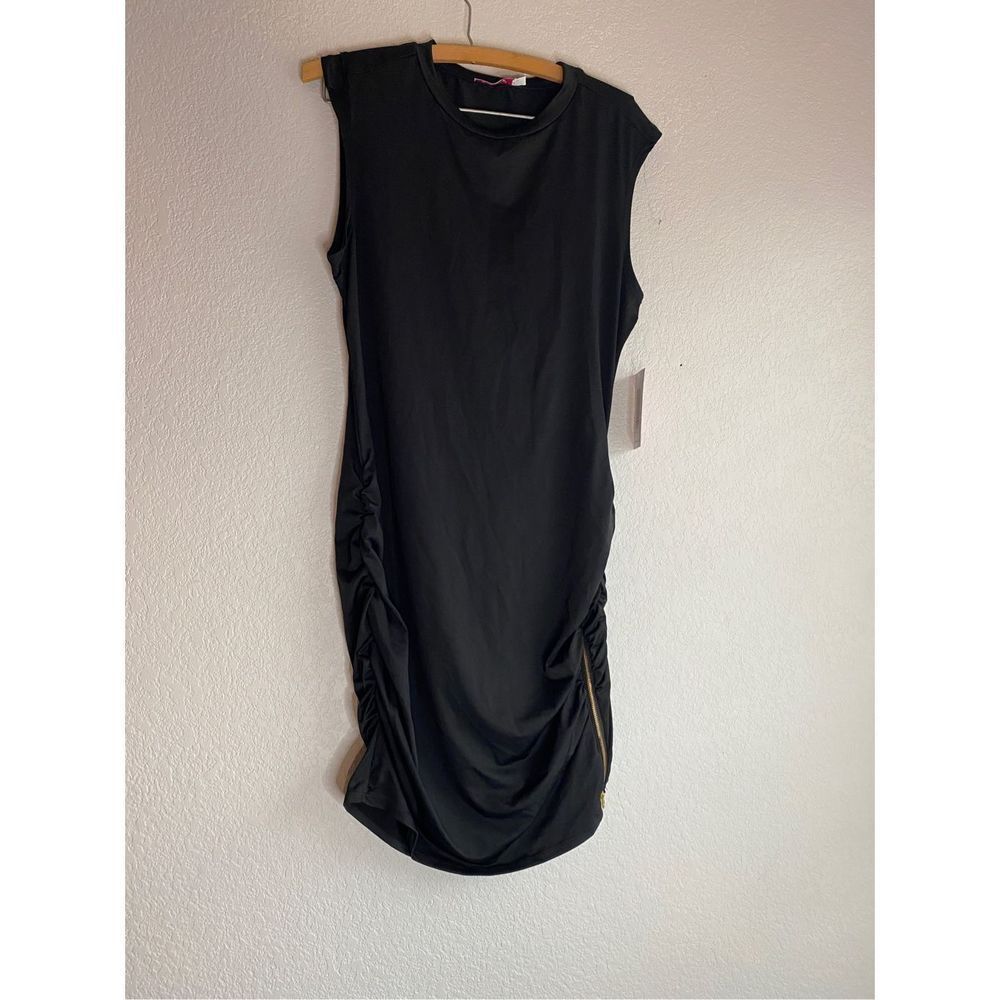 New shoedazzle womens large dress black bodycon ruched zipper slit dress‎